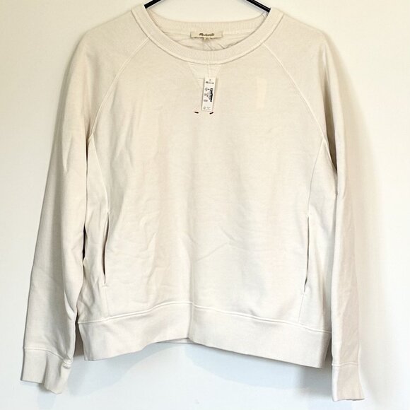 NWT Madewell Garment-Dyed Crewneck Sweatshirt in Parchment - Size: Medium - Picture 2 of 13